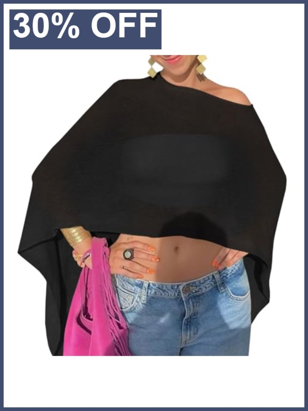 Sheer Knit Poncho Shrug Bolero Lightweight Swim Coverup